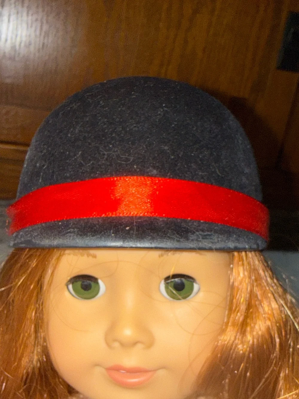 Equestrian Style riding helmet 18” girl black with red ribbon